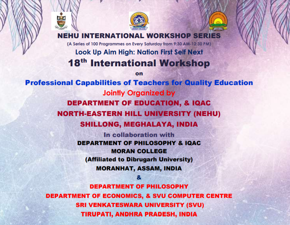 Svu Academic Calendar 2022 18 Th International Workshop On Professional Capabilities Of Teachers For  Quality Education – Sri Venkateswara University, Tirupati